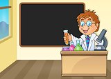 Chemistry teacher by blackboard