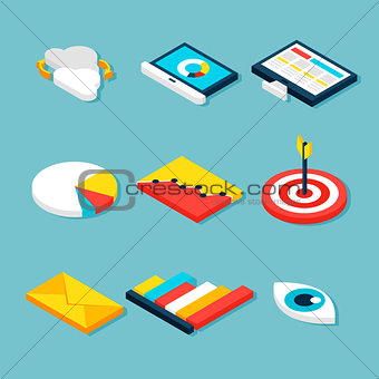 Business Analytics Isometric Objects