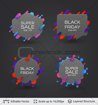 Black badge stickers collection.