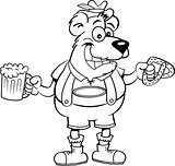 Cartoon Bear Holding a Pretzel and a Beer Mug