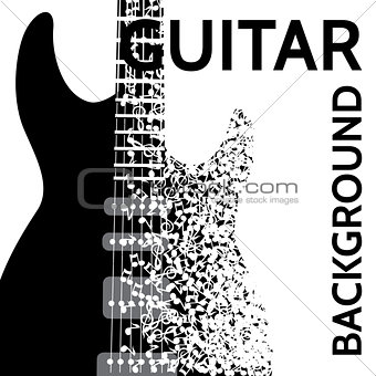 vector abstract background with electric guitar and notes