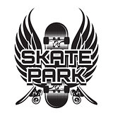 vector illustration of a theme skateboarding with wings