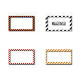 Set frames with slanted black and yellow strips, vector illustration.