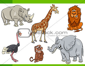cartoon safari animal characters set