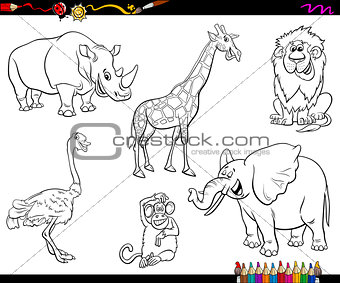 safari cartoon animal characters coloring book