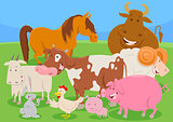 cute farm animal characters group