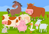 funny farm animal characters group