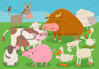 farm animal characters group cartoon illustration