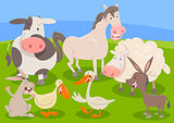 farm animal characters group cartoon