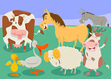 funny farm animal characters group cartoon