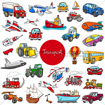 cartoon transportation vehicle characters big set