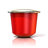 Red coffee capsule. 3D