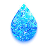 Blue marble water drop