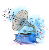 Music background with vintage gramophone