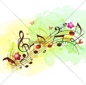 Abstract music background with notes