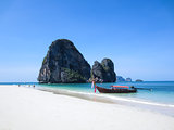 longtail boat raialy beach krabi thailand