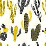 Cactus and Succulent Plants Seamless Pattern