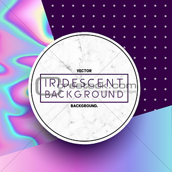 Marble Circle with Iridescent Holographic Background