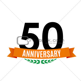 Template 50 Years Anniversary Background with Ribbon Vector Illustration