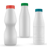 Blank milk or yoghurt white bottle with screw cap vector templa