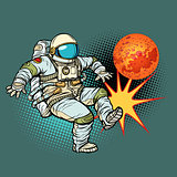 Astronaut playing football Mars