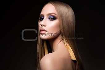 Beauty Girl Portrait with Vivid Makeup