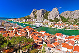 Town of Omis and Cetina river mouth panoramic view