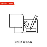 Bank Check Icon. Thin Line Vector Illustration