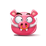 Funny, cute, crazy boar smiley. Symbol of 2019.