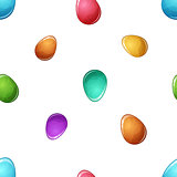 Cartoon egg seamless pattern. Blue, yellow, red, pink, green color.