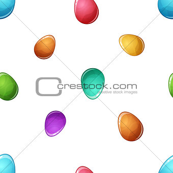 Cartoon egg seamless pattern. Blue, yellow, red, pink, green color.