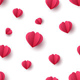 Paper heart seamless pink pattern.
