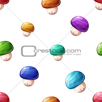 Cartoon seamless pattern. Color mushroom.