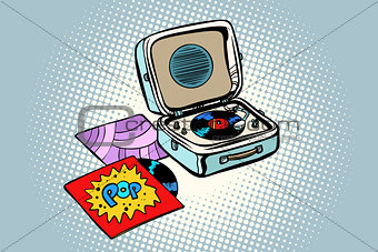 Retro record player, gramophone. Pop vinyl