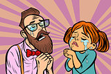 Hipster couple man and woman crying and praying