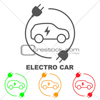 Icons of electric cars, vector. The indication of the battery level in the electric car