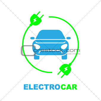 Electro car logo, flat, digital icon for web and mobile