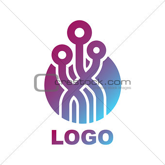 World Tech Logo Design Template. Abstract digital shape concept for modern technologies