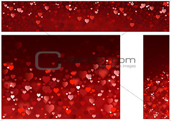 Bright Red Hearts Abstract Banners