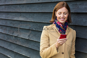 Middle Aged Woman Using Mobile Cell Phone