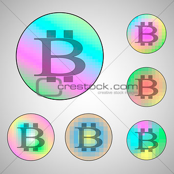 Colorful circles with bitcoin signs