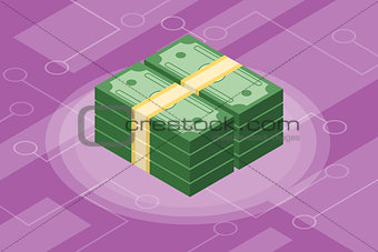 isometric cash money isolated investment finance