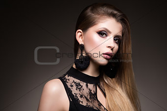 Beauty Woman face Portrait. Beautiful model Girl with Perfect Fresh Clean Skin
