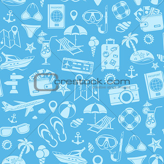 Vacation and Tourism Seamless Pattern