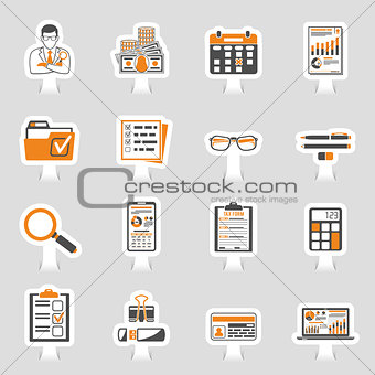 Auditing, Tax, Accounting Sticker Icons Set