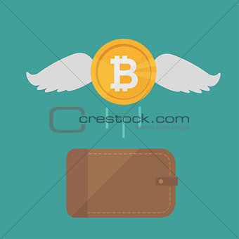 Brown wallet with bitcoin cash. Concept for business, print, web sites