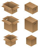 Various Shipping, Packing, and Moving Boxes Vector Illustration