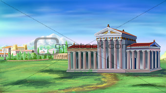 Ancient Greek Temple illustration