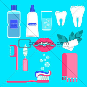 dental care icons set