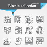 Bitcoin outline icon set